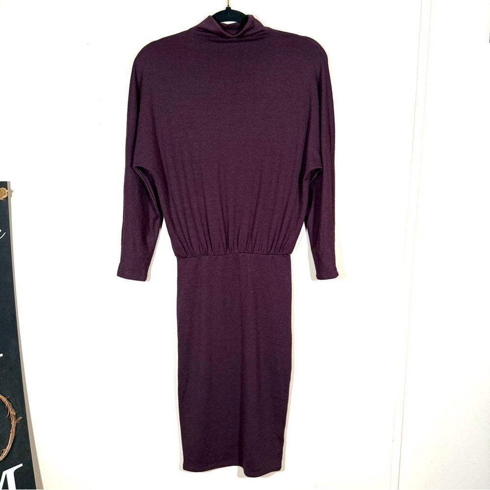 Aritzia Wilfred Free Purple Mock Neck Dress Dolman Sleeves size XS - Picture 2 of 5